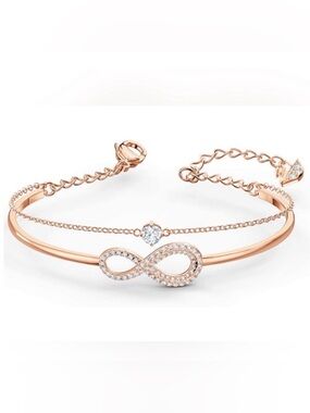 Swarovski Rose Gold Infinity CZ Double-Layer Bracelet